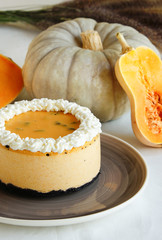 pumpkin souffle cake with oreo crumbs