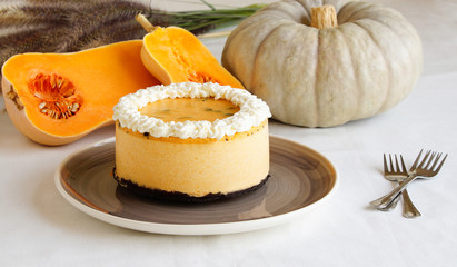 pumpkin souffle cake with oreo crumbs