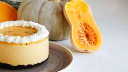 pumpkin souffle cake with oreo crumbs