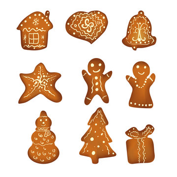 Christmas gingerbreads isolated on white background