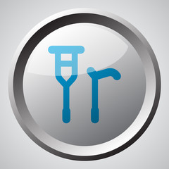 Web button with blue Crutch Cane icon