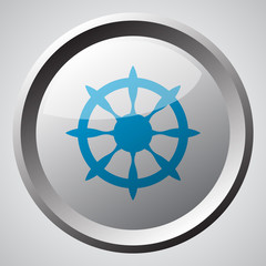 Obraz premium Web button with blue Boat Wheel icon