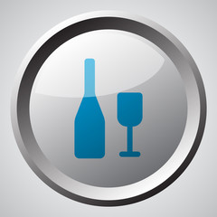 Web button with blue Wine icon