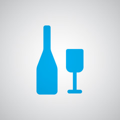 Flat blue Wine icon