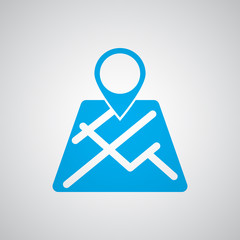 Flat blue Map Pointer icon