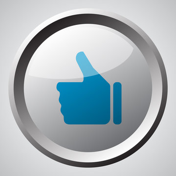 Web button with blue Thumb Up icon .
