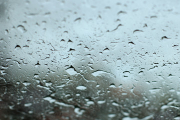 Rain on car glass