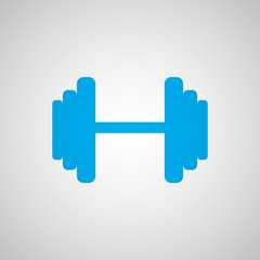 Flat blue Dumbbell icon