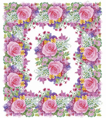 Flower watercolor wreath for beautiful design