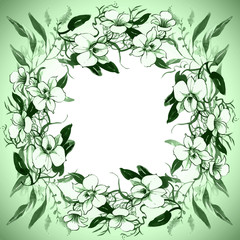 Greeting card with flowers, watercolor, can be used as