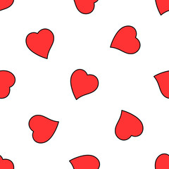 Valentine hand drawn love heart seamless pattern.