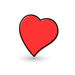Hand-drawn painted red heart, vector element for your design