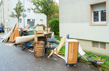 Big pile of old broken furniture