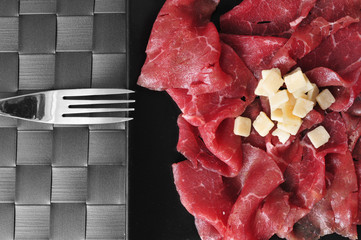 beef carpaccio with parmesan cheese