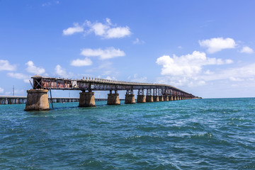 Fototapeta na wymiar Old Bahia Honda Rail Bridge, Bahia Bay State Park, Florida Keys