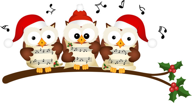 Christmas owls choir singing