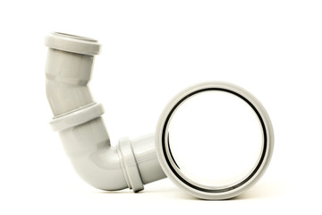 New gray drain pipe isolated on a white background