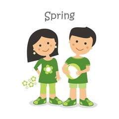 Niños preparados para jugar un día de primavera ENG