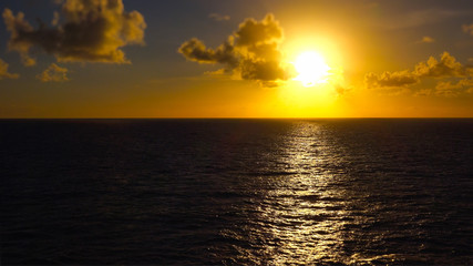 Sunset Over the Pacific Ocean Off The Coast of Hawaii