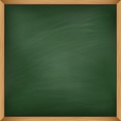 Empty green chalkboard with wooden frame. Template