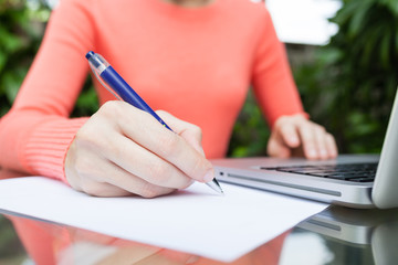 Woman writing