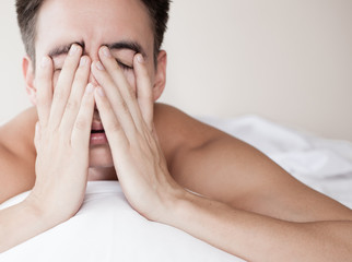 Male with lack of sleep.