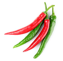Hot peppers isolated on white