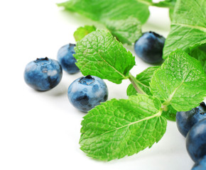 Fresh blueberries isolated on white