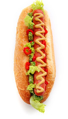Fresh hot dog isolated on white