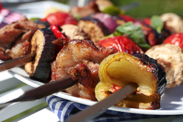 Barbecue on plate closeup