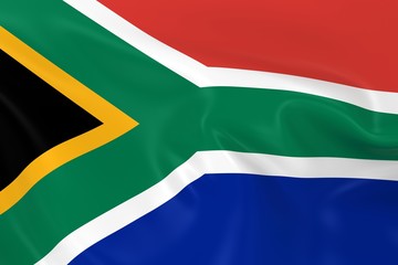 Waving Flag of South Africa - 3D Render of the South African Flag with Silky Texture
