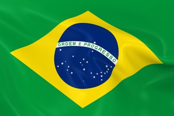 Waving Flag of Brazil - 3D Render of the Brazilian Flag with Silky Texture