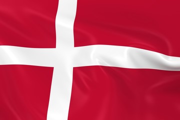Fototapeta premium Waving Flag of Denmark - 3D Render of the Danish Flag with Silky Texture