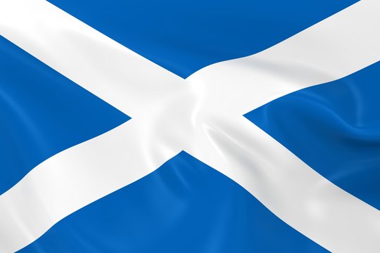 Waving Flag of Scotland - 3D Render of the Scottish Flag with Silky Texture
