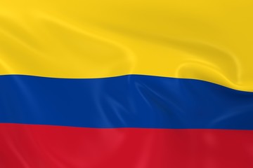 Waving Flag of Colombia - 3D Render of the Colombian Flag with Silky Texture