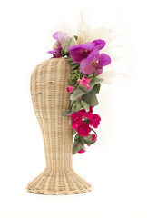 decorate orchid on head isolated.