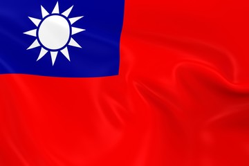 Waving Flag of Taiwan - 3D Render of the Taiwanese Flag with Silky Texture