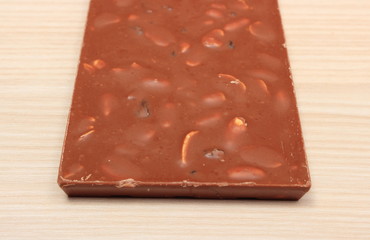 Whole nutritious chocolate with nuts and raisins