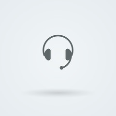 Minimalistic Vector icons big headphones with a microphone.