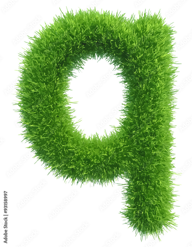 Wall mural Vector small grass letter q on white background