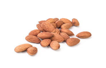 bunch of almonds isolated on white background
