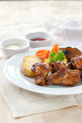 spicy fried chicken with vegetable