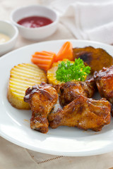 spicy fried chicken with vegetable