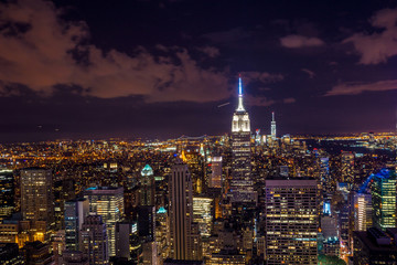 Plakat New York von oben bei Nacht