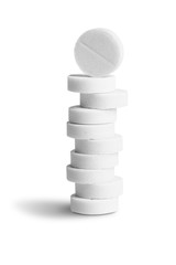 Fototapeta na wymiar Pile (stack) of white pills
