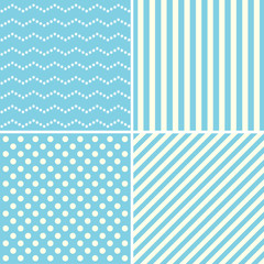 Set of cute patterns in white and blue colors.