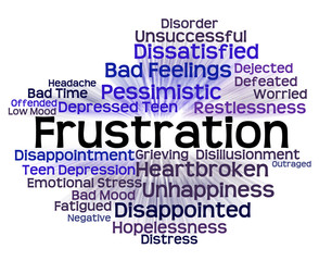 Fototapeta premium Frustration Word Means Wordclouds Vexed And Infuriated