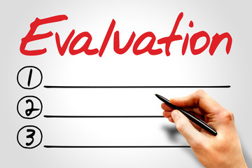 Evaluation blank list, business concept