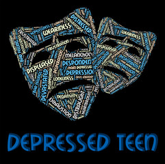 Obraz premium Depressed Teen Indicates Adolescent Text And Hopeless