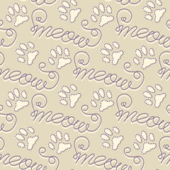Seamless pattern with cat footprints